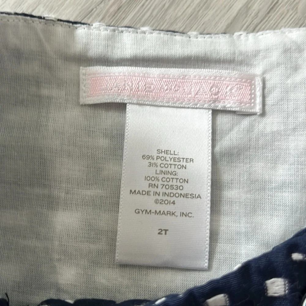 Janie and Jack Geo Print Dobby Dress Navy Classic Cotton Blend Girls 2T
